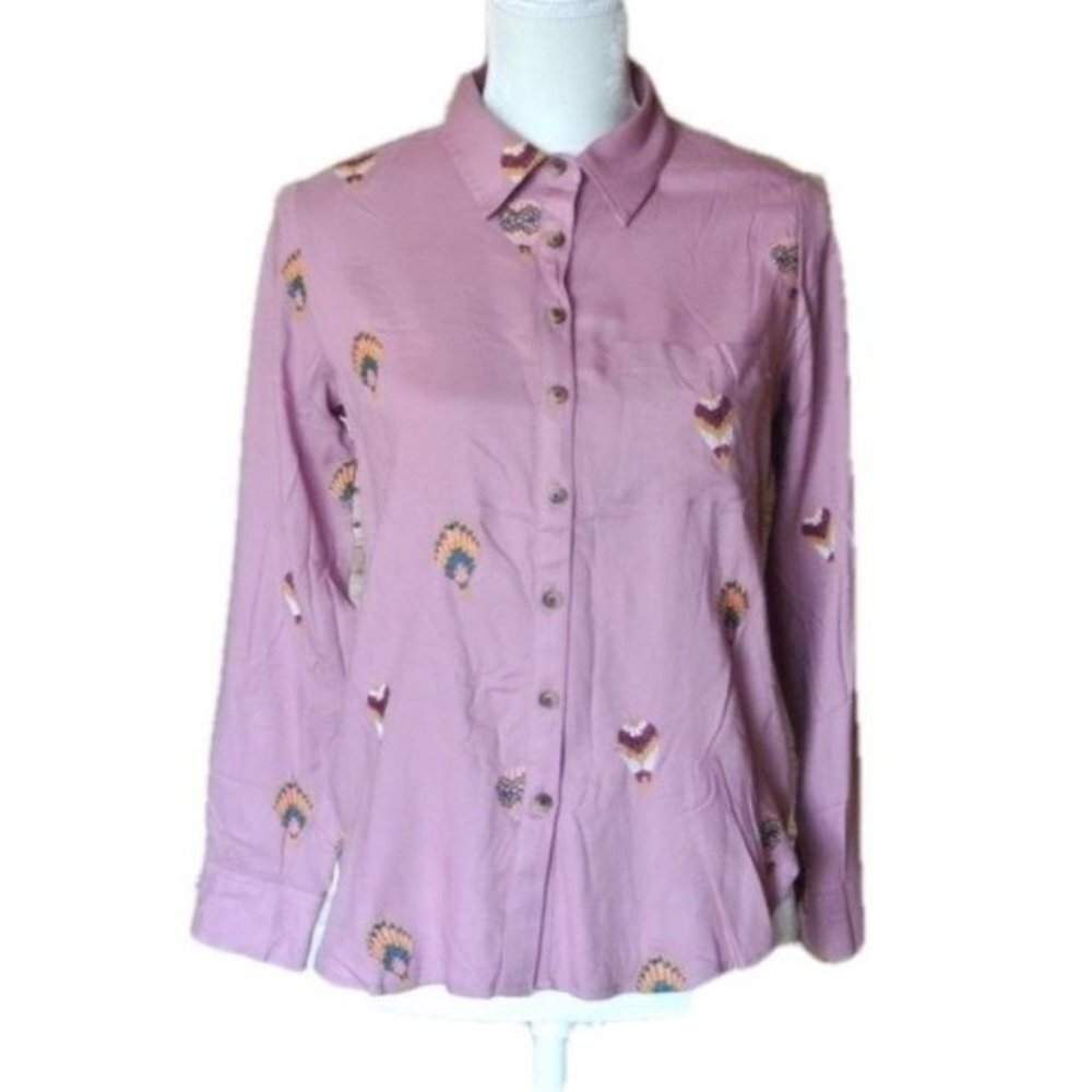 Anthropologie Embroidered Button Up‎ Shirt NWT